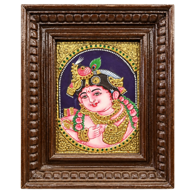 Framed-Lord-Bala-Krishna-Tanjore-Painting