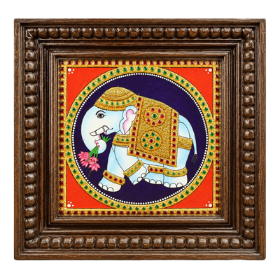 Framed-elephant-Tanjore-painting