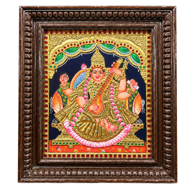 Goddess-Saraswati-Tanjore-Painting