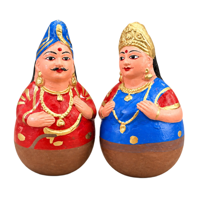 Handcrafted-Plain-Uruttu-Doll-Pair