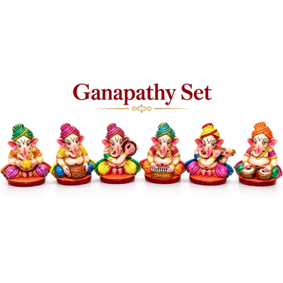Six Colorful Ganapathy Musicians