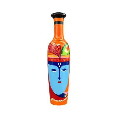 Tall-Orange-Painted-Wooden-Vase